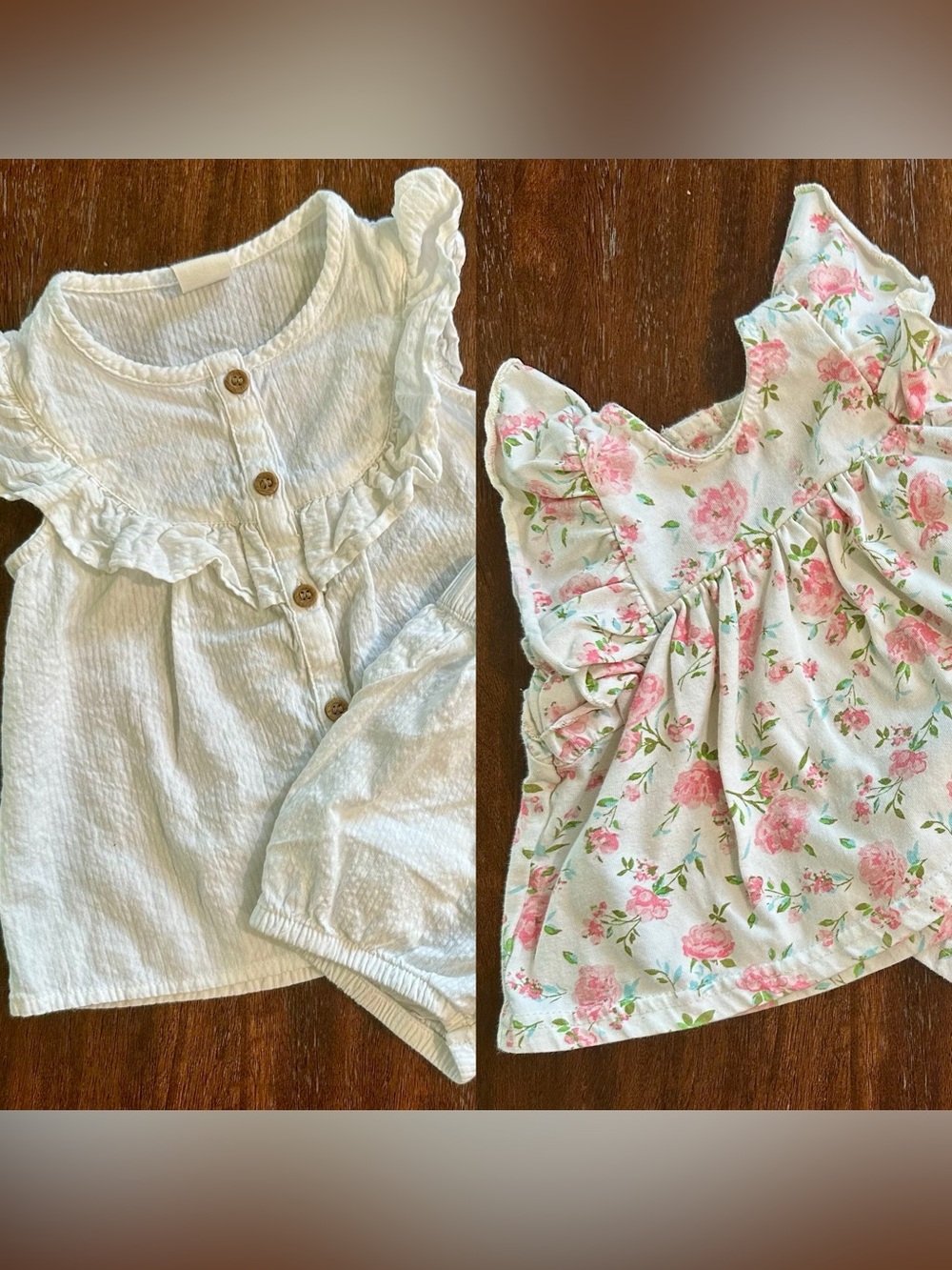 Baby Girl Summer Bundle | Linen Set (9-12M)+ Floral Outfit(6-9M)